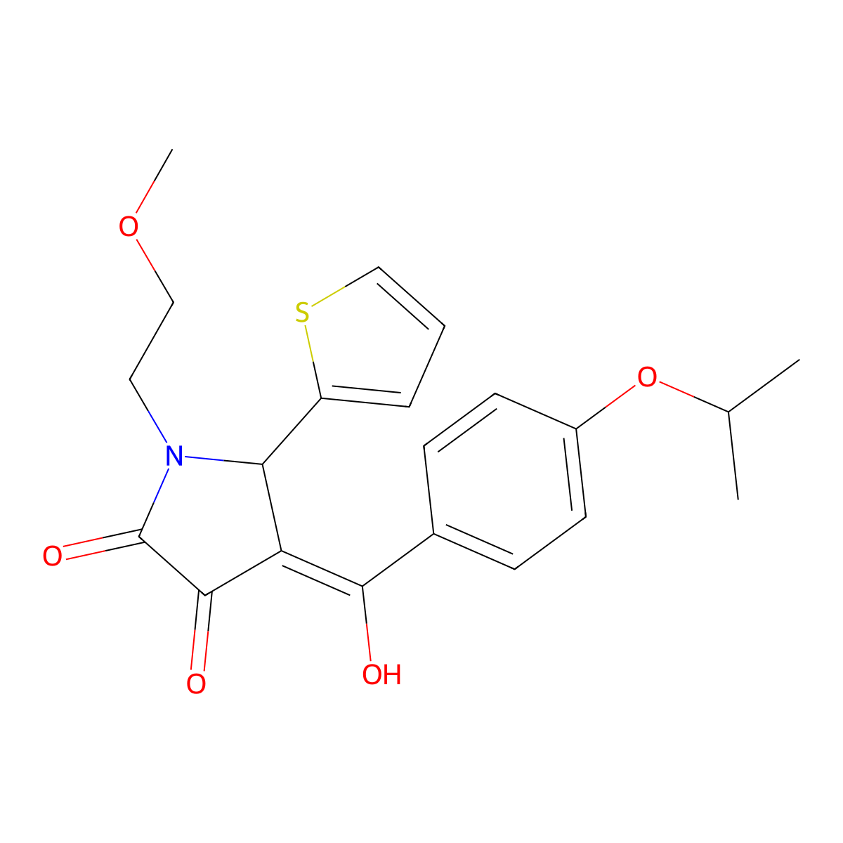 3-hydroxy-1-(2-methoxyethyl)-4-[4-(propan-2-yloxy)benzoyl]-5-(thiophen-2-yl)-2,5-dihydro-1H-pyrrol-2-one molecular structure, CAS 845660-06-2
