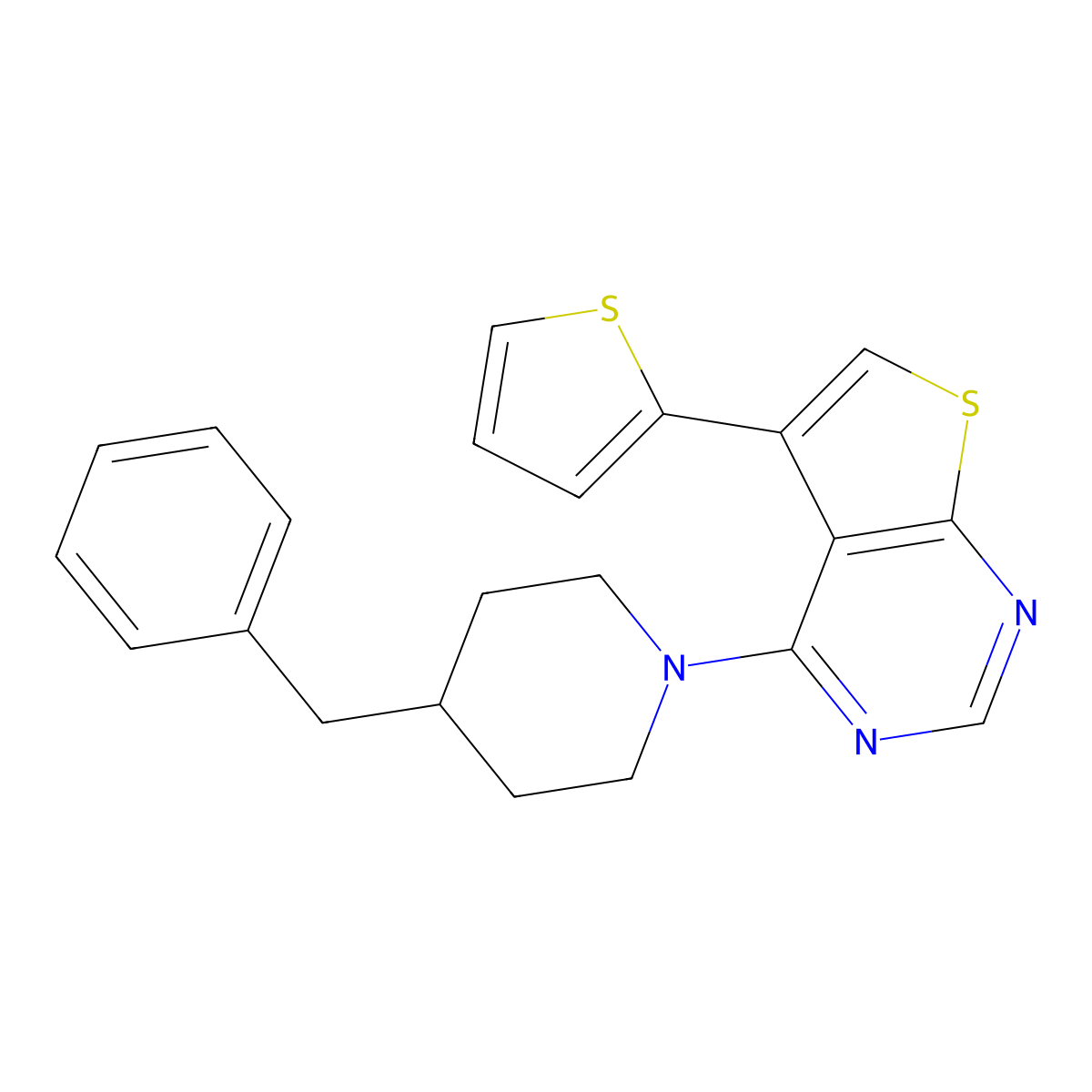4-(4-Benzylpiperidin-1-yl)-5-(thiophen-2-yl)thieno[2,3-d]pyrimidine molecular structure, CAS 845660-38-0