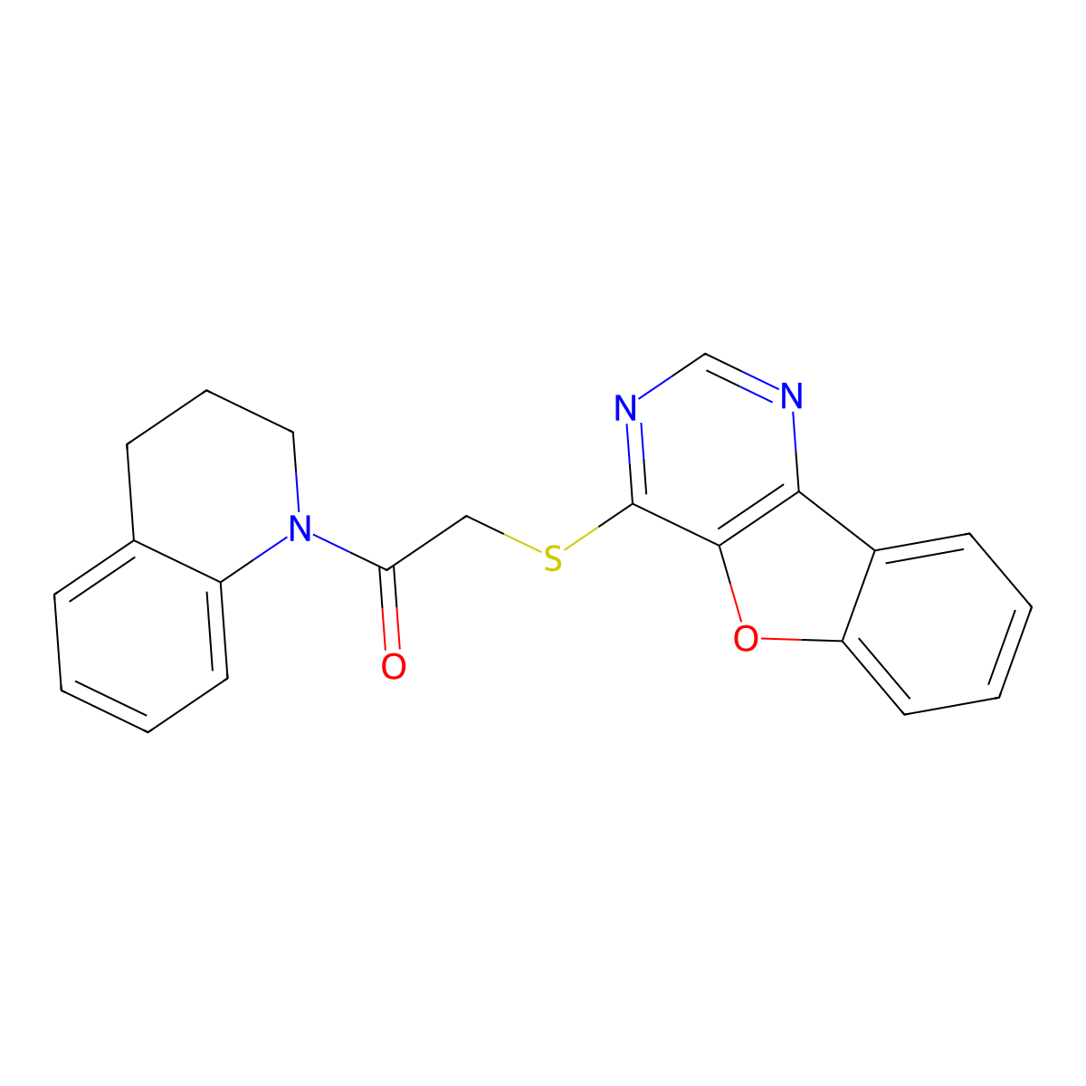 2-(benzofuro[3,2-d]pyrimidin-4-ylthio)-1-(3,4-dihydroquinolin-1(2H)-yl)ethanone molecular structure, CAS 845661-35-0