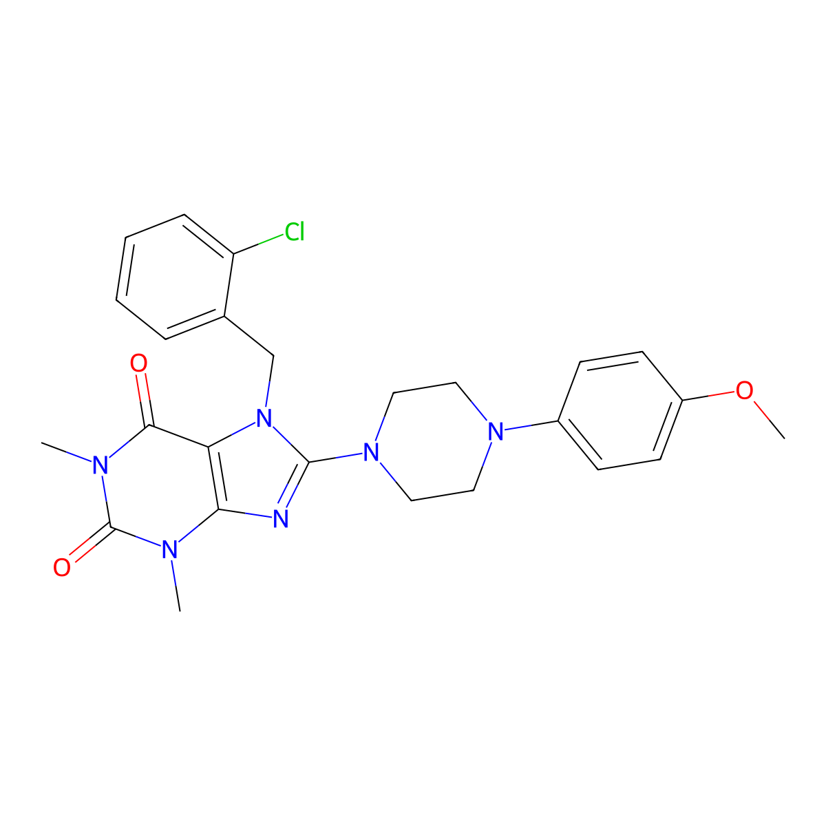 7-(2-chlorobenzyl)-8-[4-(4-methoxyphenyl)piperazin-1-yl]-1,3-dimethyl-3,7-dihydro-1H-purine-2,6-dione molecular structure, CAS 845661-58-7
