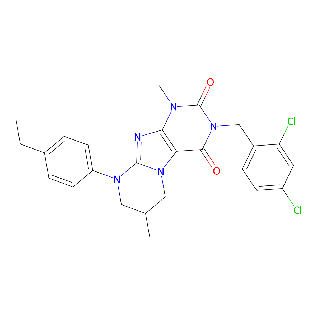 3-[(2,4-dichlorophenyl)methyl]-9-(4-ethylphenyl)-1,7-dimethyl-7,8-dihydro-6H-purino[7,8-a]pyrimidine-2,4-dione molecular structure, CAS 845662-45-5