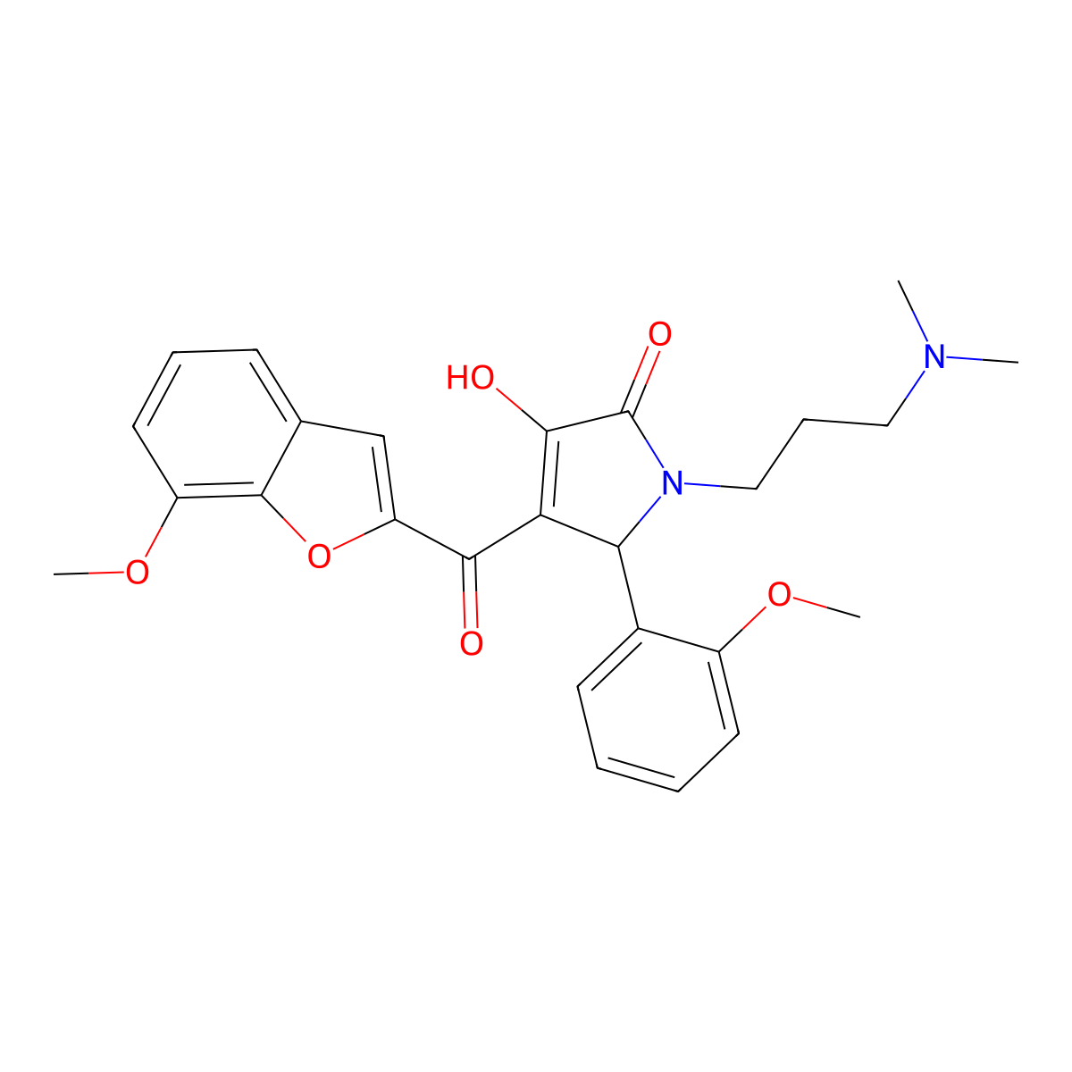 1-[3-(Dimethylamino)propyl]-3-hydroxy-4-[(7-methoxybenzo[d]furan-2-yl)carbonyl]-5-(2-methoxyphenyl)-3-pyrrolin-2-one molecular structure, CAS 845662-78-4