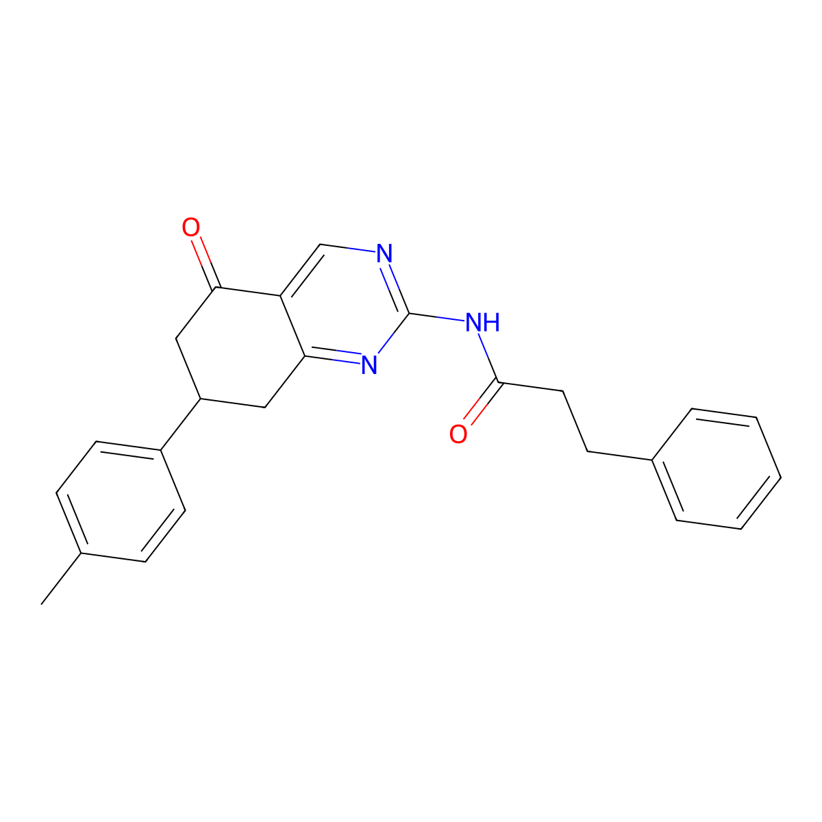N-[7-(4-methylphenyl)-5-oxo-5,6,7,8-tetrahydroquinazolin-2-yl]-3-phenylpropanamide molecular structure, CAS 845662-79-5
