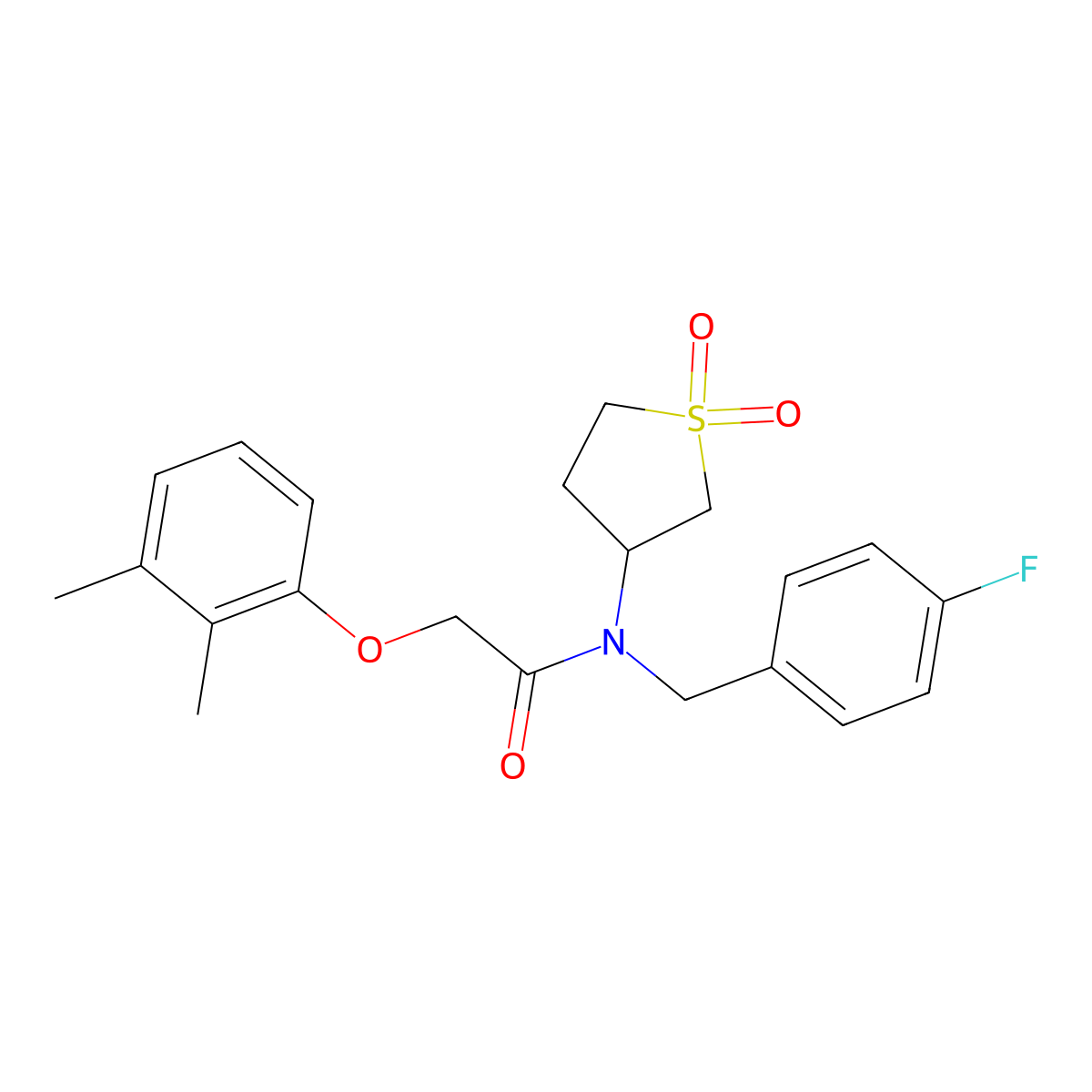 2-(2,3-dimethylphenoxy)-N-(1,1-dioxidotetrahydrothiophen-3-yl)-N-(4-fluorobenzyl)acetamide molecular structure, CAS 845662-80-8