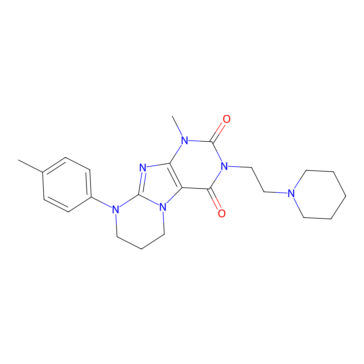 1-methyl-9-(4-methylphenyl)-3-(2-piperidin-1-ylethyl)-7,8-dihydro-6H-purino[7,8-a]pyrimidine-2,4-dione molecular structure, CAS 845662-91-1