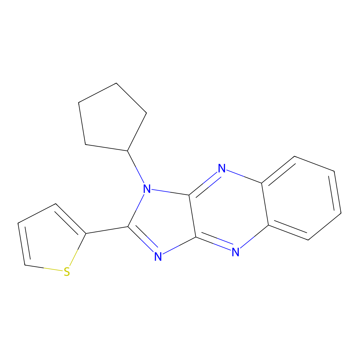 3-Cyclopentyl-2-thiophen-2-ylimidazo[4,5-b]quinoxaline molecular structure, CAS 845663-38-9