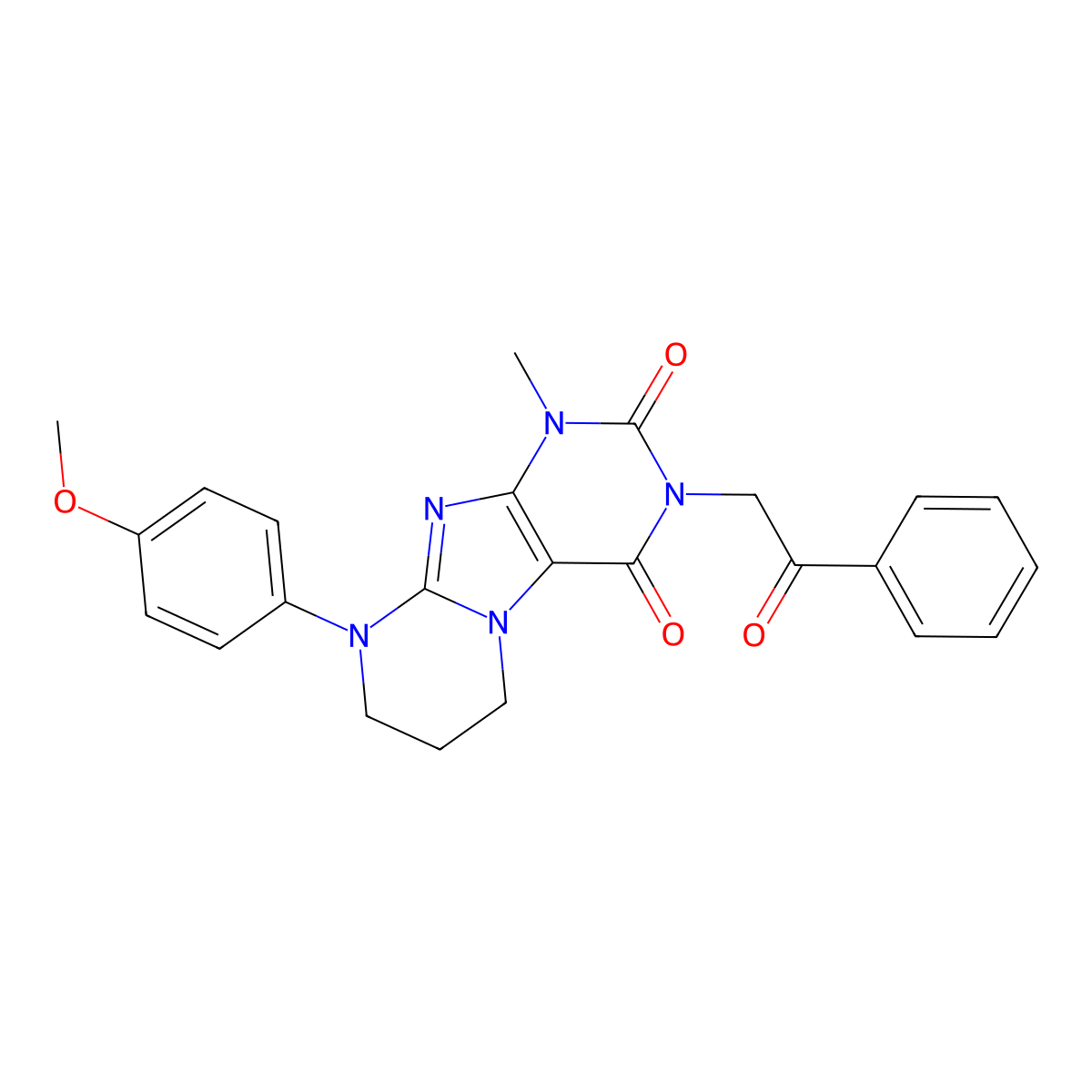 9-(4-methoxyphenyl)-1-methyl-3-(2-oxo-2-phenylethyl)-1H,2H,3H,4H,6H,7H,8H,9H-pyrimido[1,2-g]purine-2,4-dione molecular structure, CAS 845664-67-7