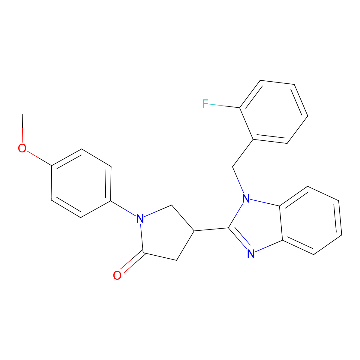 4-(1-(2-fluorobenzyl)-1H-benzo[d]imidazol-2-yl)-1-(4-methoxyphenyl)pyrrolidin-2-one molecular structure, CAS 845665-56-7