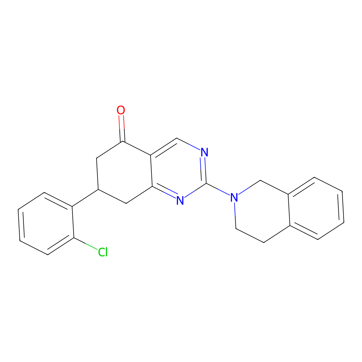 7-(2-chlorophenyl)-2-(3,4-dihydroisoquinolin-2(1H)-yl)-7,8-dihydroquinazolin-5(6H)-one molecular structure, CAS 845665-65-8
