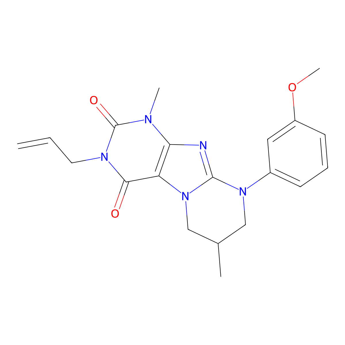 9-(3-methoxyphenyl)-1,7-dimethyl-3-prop-2-enyl-7,8-dihydro-6H-purino[7,8-a]pyrimidine-2,4-dione molecular structure, CAS 845665-79-4
