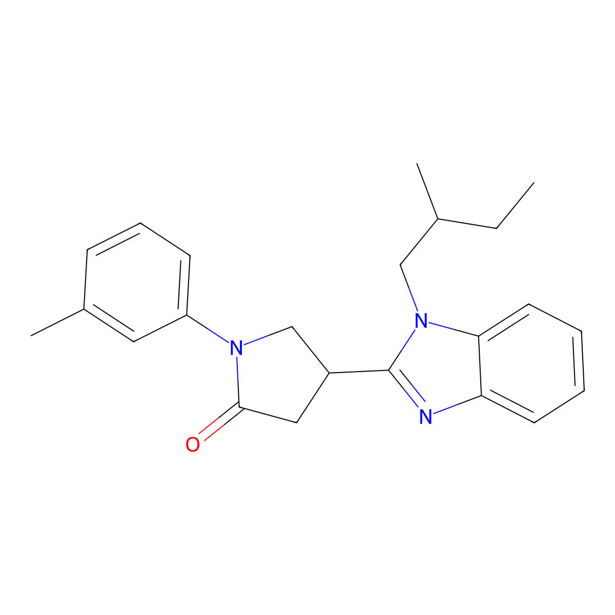 4-(1-(2-methylbutyl)-1H-benzo[d]imidazol-2-yl)-1-(m-tolyl)pyrrolidin-2-one molecular structure, CAS 845666-26-4