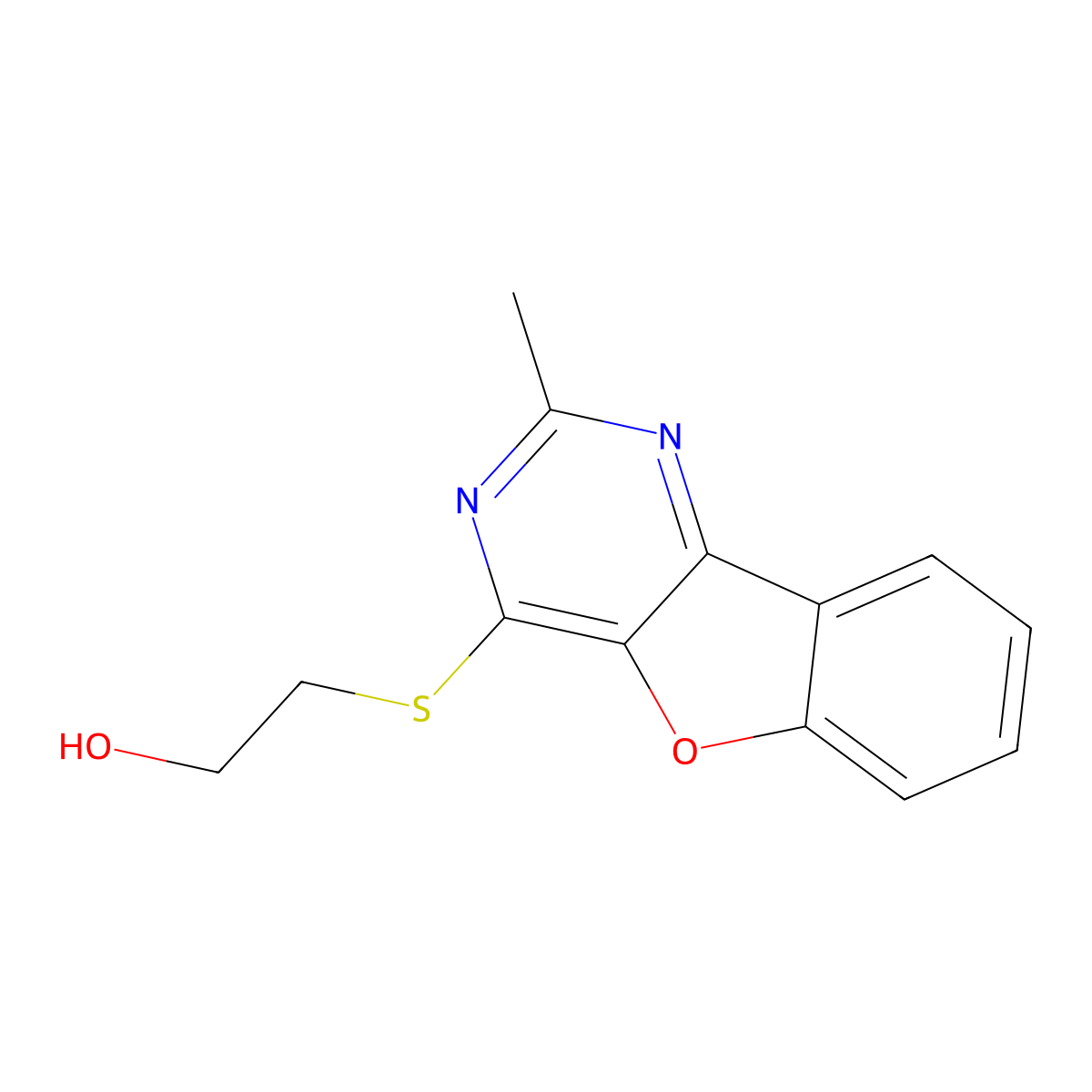 2-((2-Methylbenzofuro[3,2-d]pyrimidin-4-yl)thio)ethanol molecular structure, CAS 845666-47-9