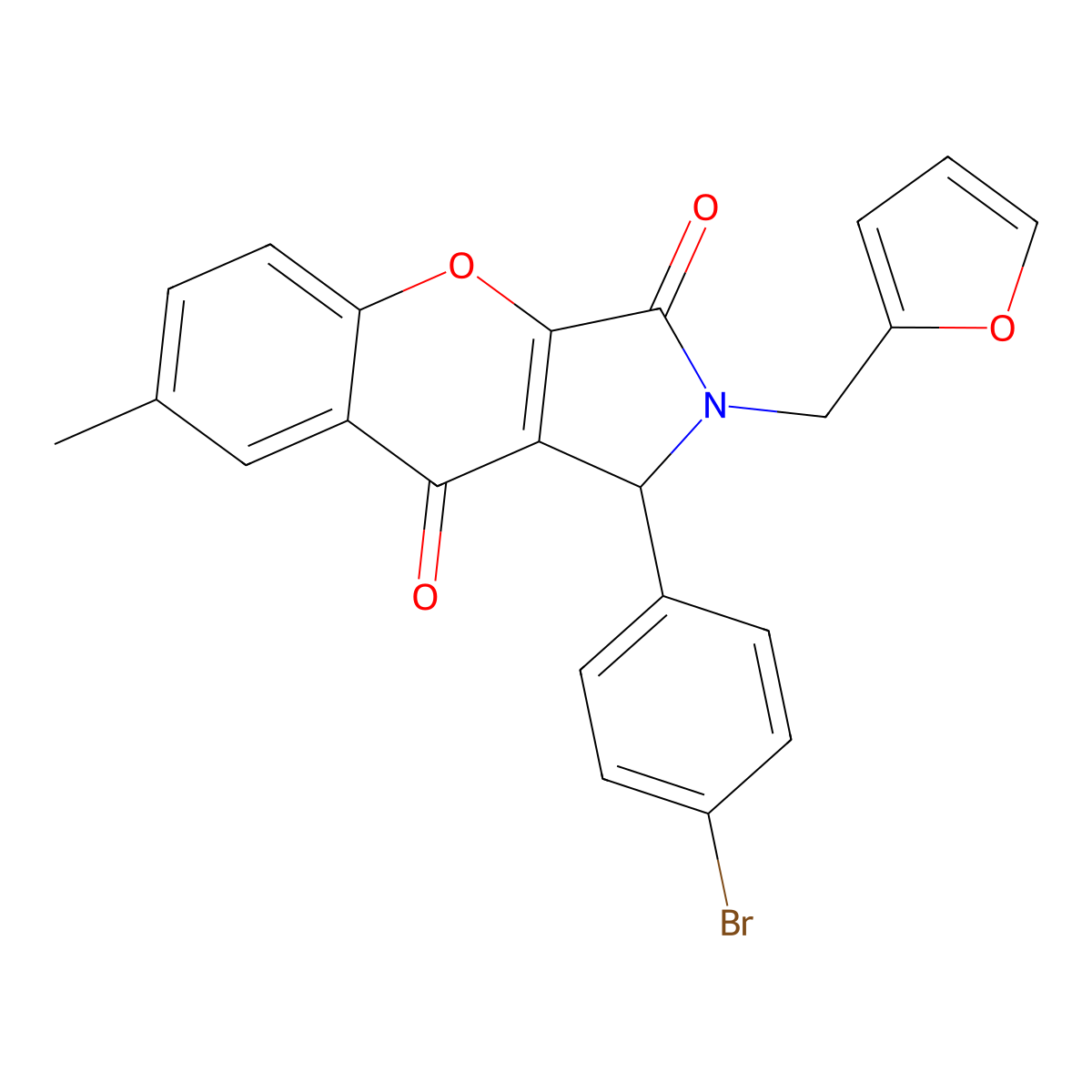1-(4-Bromophenyl)-2-(2-furylmethyl)-7-methyl-1,2-dihydrochromeno[2,3-c]pyrrole-3,9-dione molecular structure, CAS 845666-71-9