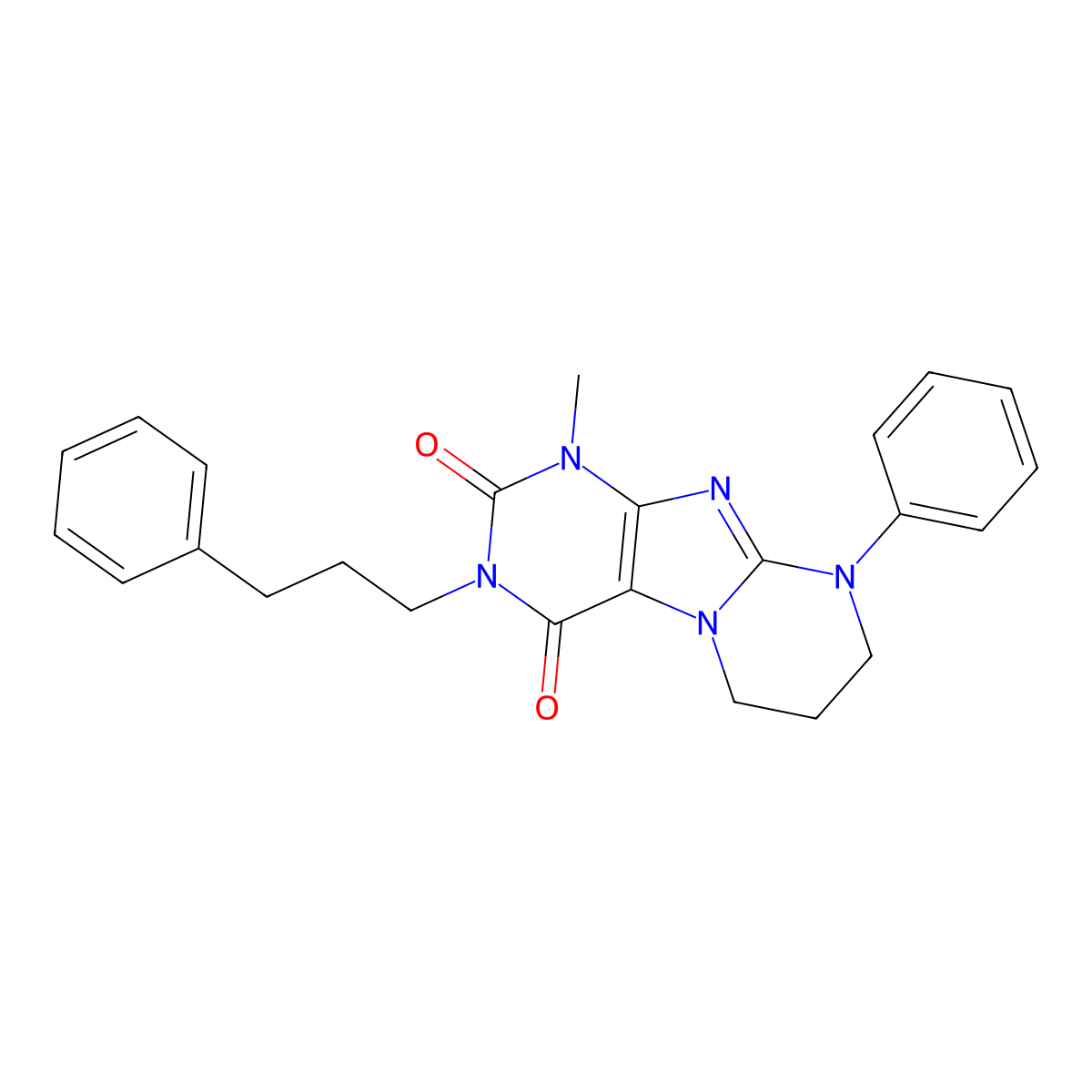 1-methyl-9-phenyl-3-(3-phenylpropyl)-7,8-dihydro-6H-purino[7,8-a]pyrimidine-2,4-dione molecular structure, CAS 845667-03-0