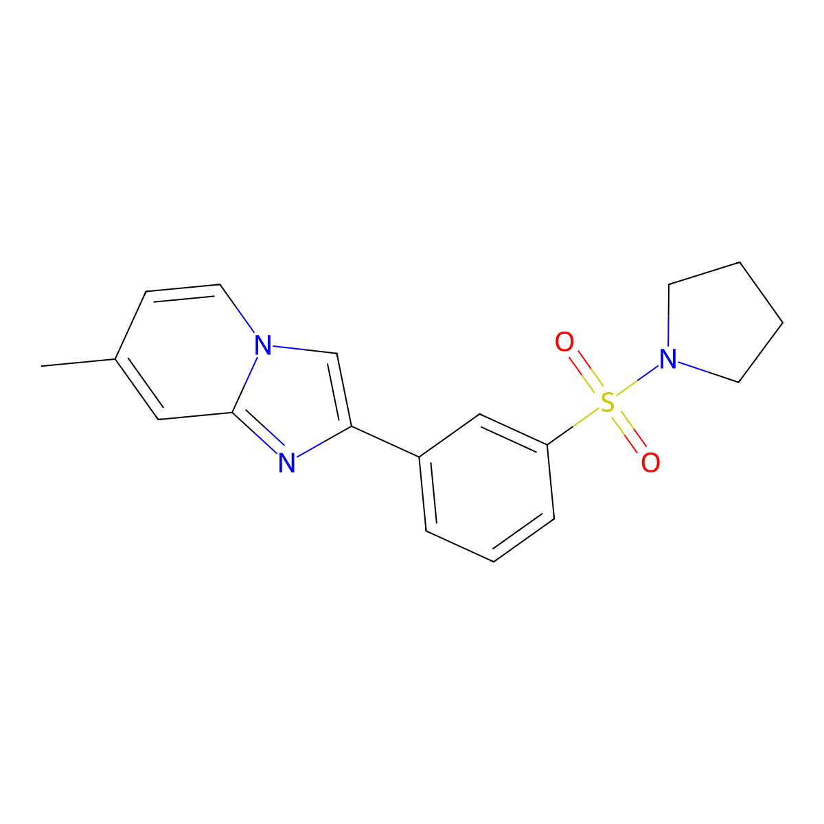 7-Methyl-2-[3-(pyrrolidin-1-ylsulfonyl)phenyl]imidazo[1,2-a]pyridine molecular structure, CAS 845667-45-0
