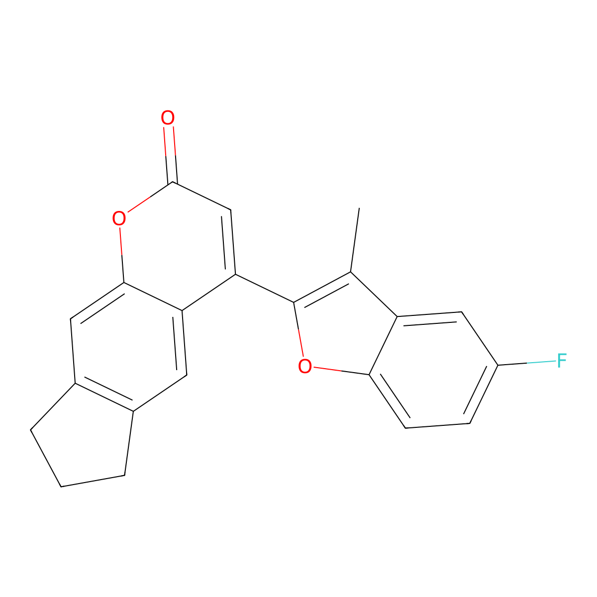 4-(5-fluoro-3-methylbenzofuran-2-yl)-7,8-dihydrocyclopenta[g]chromen-2(6H)-one molecular structure, CAS 845667-80-3