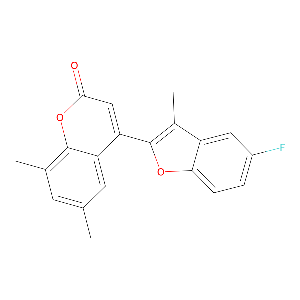 4-(5-fluoro-3-methyl-1-benzofuran-2-yl)-6,8-dimethyl-2H-chromen-2-one molecular structure, CAS 845668-14-6