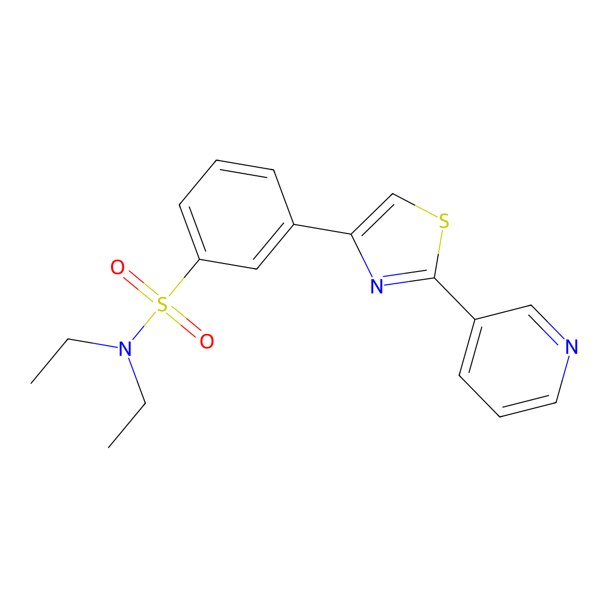 N,N-diethyl-3-[2-(pyridin-3-yl)-1,3-thiazol-4-yl]benzenesulfonamide molecular structure, CAS 845668-29-3
