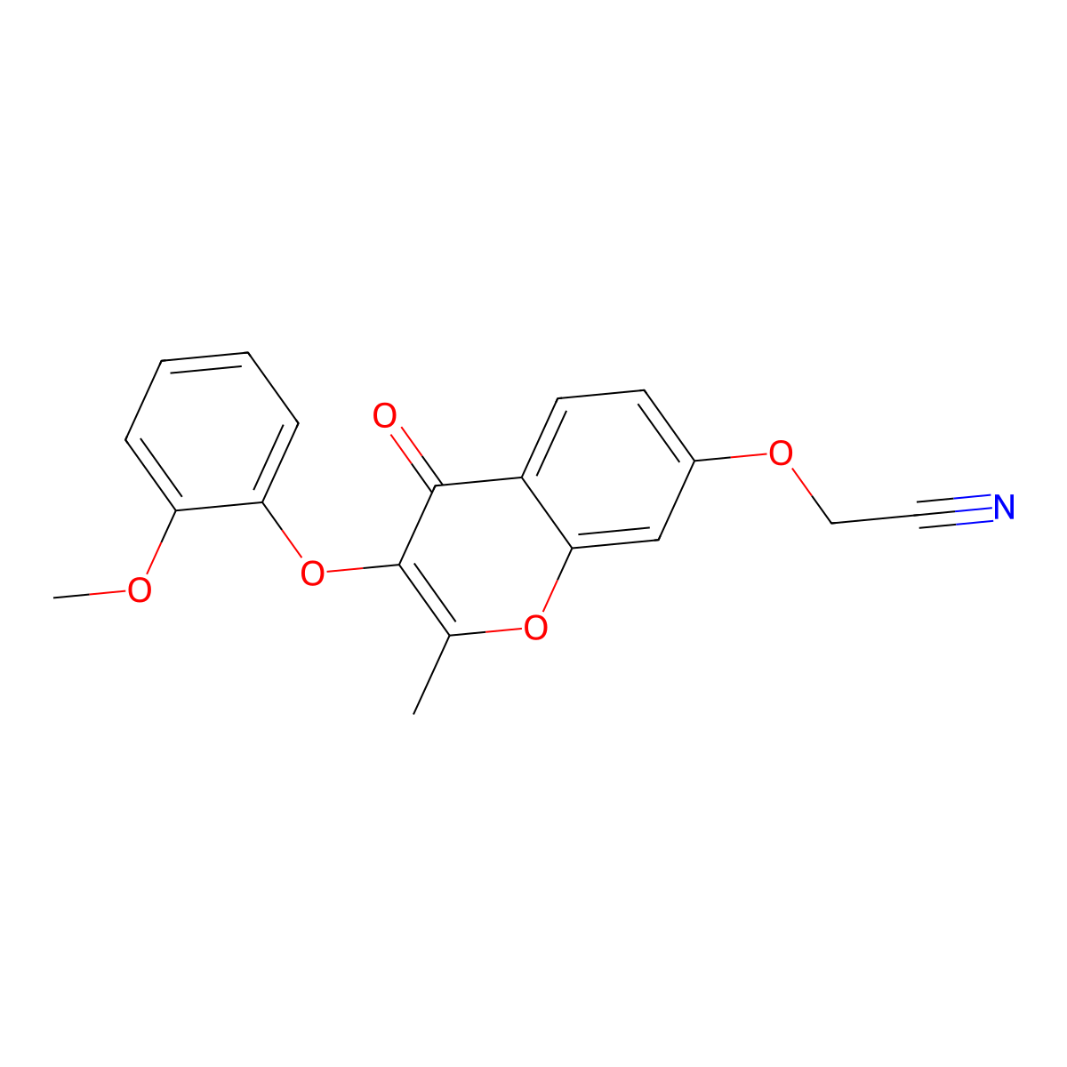 2-((3-(2-methoxyphenoxy)-2-methyl-4-oxo-4H-chromen-7-yl)oxy)acetonitrile molecular structure, CAS 845669-50-3