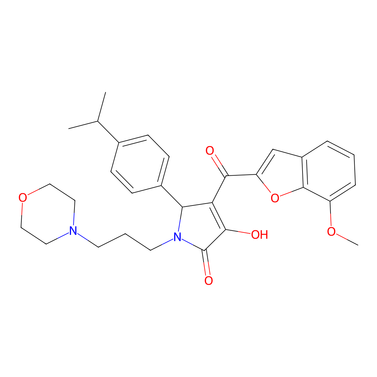3-Hydroxy-4-[(7-methoxybenzo[d]furan-2-yl)carbonyl]-5-[4-(methylethyl)phenyl]-1-(3-morpholin-4-ylpropyl)-3-pyrrolin-2-one molecular structure, CAS 845669-61-6