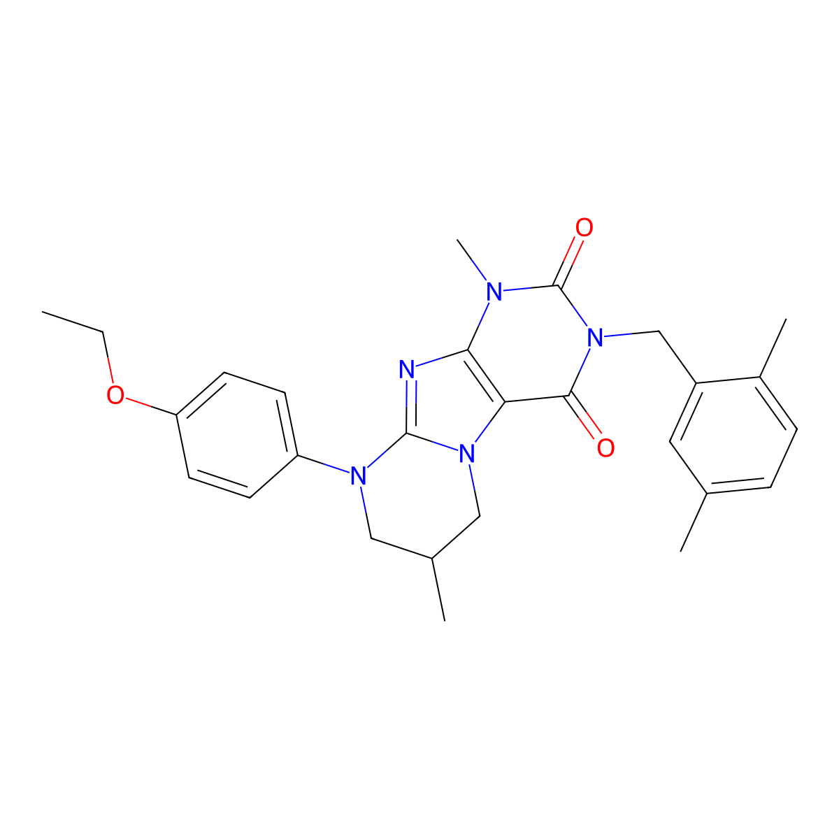 3-[(2,5-dimethylphenyl)methyl]-9-(4-ethoxyphenyl)-1,7-dimethyl-7,8-dihydro-6H-purino[7,8-a]pyrimidine-2,4-dione molecular structure, CAS 845669-88-7