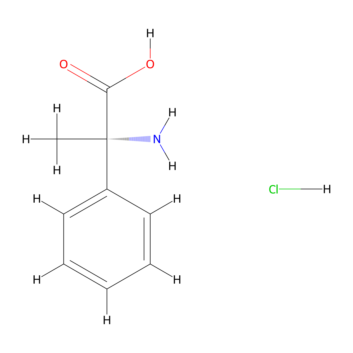 (2S)-2-amino-2-phenylpropanoic acid hydrochloride molecular structure, CAS 84570-49-0