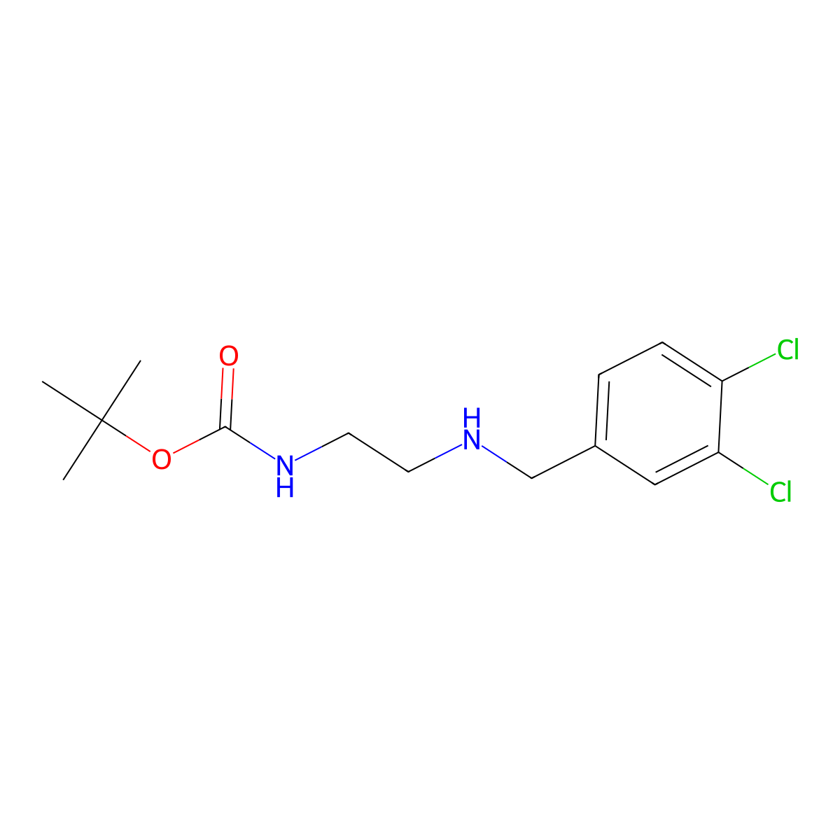 tert-Butyl (2-((3,4-dichlorobenzyl)amino)ethyl)carbamate molecular structure, CAS 845723-26-4
