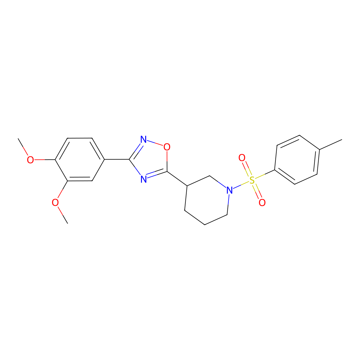 3-(3,4-Dimethoxyphenyl)-5-(1-tosylpiperidin-3-yl)-1,2,4-oxadiazole molecular structure, CAS 845733-40-6