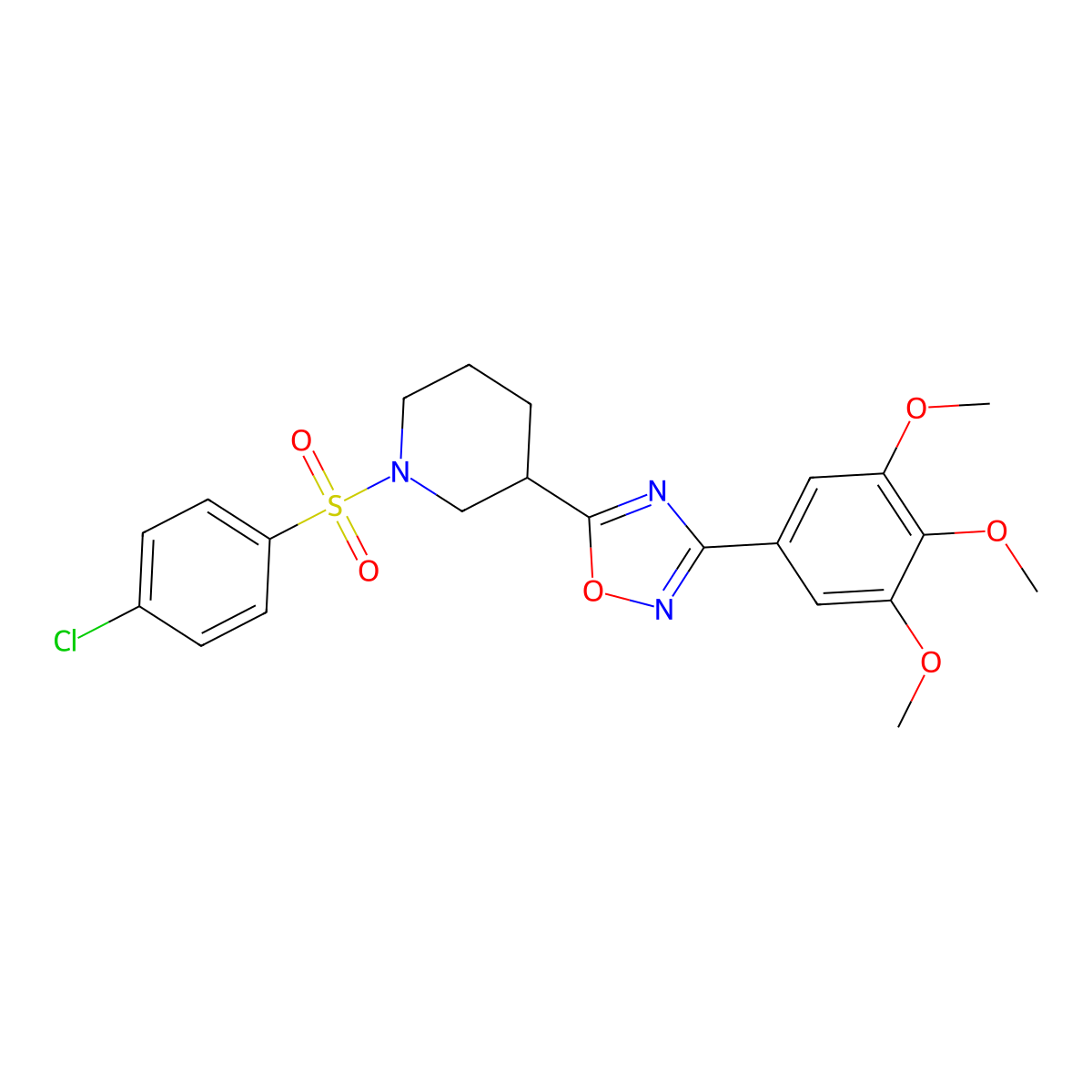 1-(4-Chlorobenzenesulfonyl)-3-[3-(3,4,5-trimethoxyphenyl)-1,2,4-oxadiazol-5-YL]piperidine molecular structure, CAS 845735-37-7