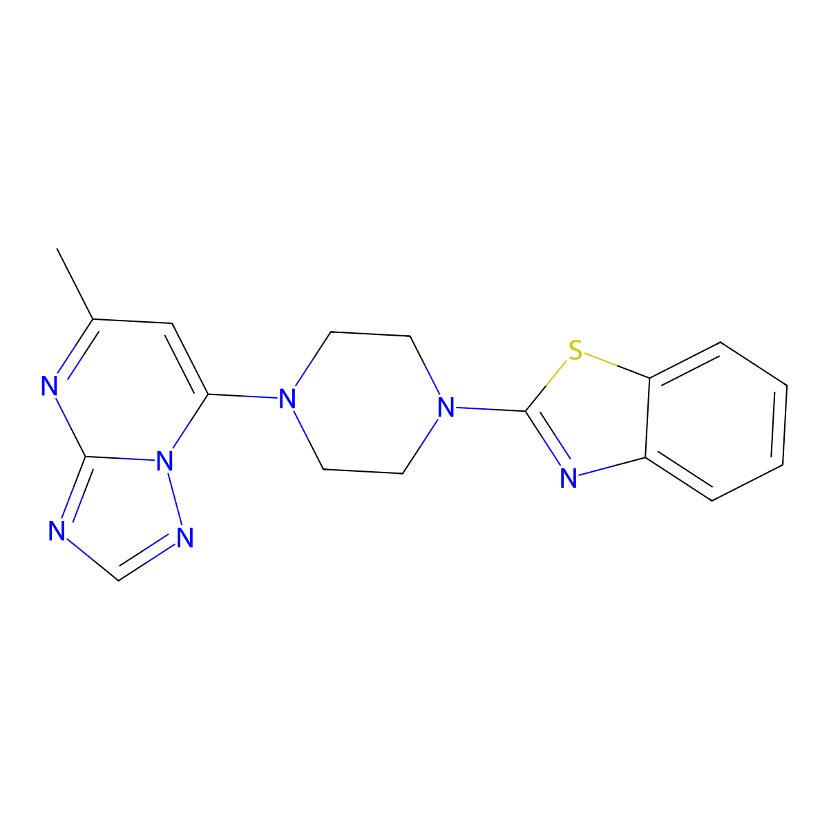 2-(4-{5-Methyl-[1,2,4]triazolo[1,5-a]pyrimidin-7-yl}piperazin-1-yl)-1,3-benzothiazole molecular structure, CAS 845738-42-3
