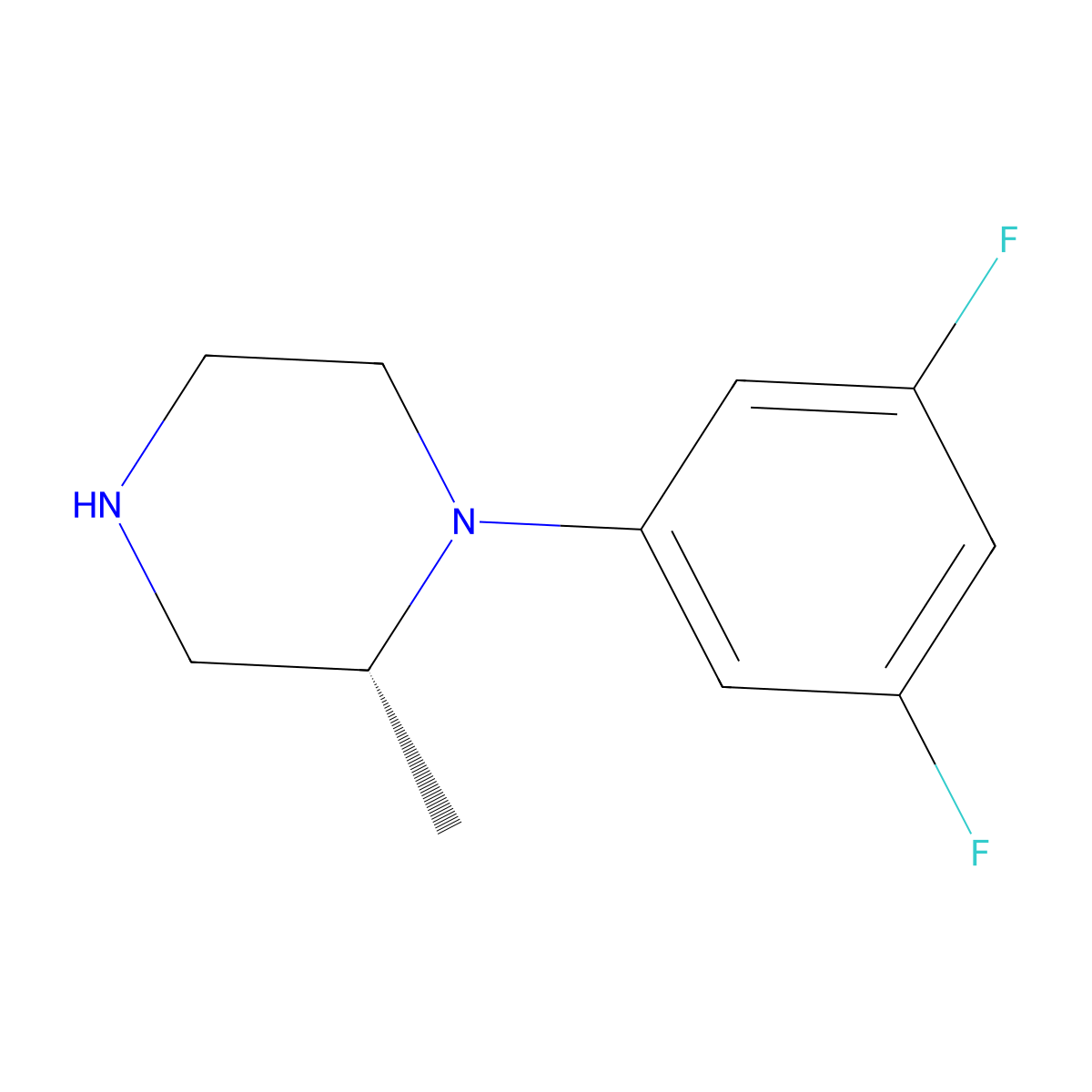 (2R)-1-(3,5-difluorophenyl)-2-methylpiperazine molecular structure, CAS 845740-74-1
