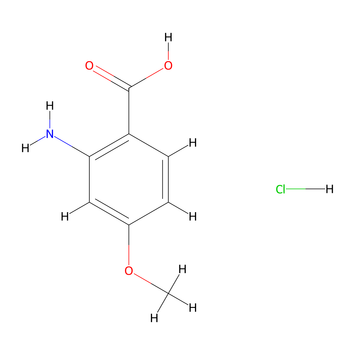 2-Amino-4-methoxybenzoic acid hydrochloride molecular structure, CAS 84575-26-8