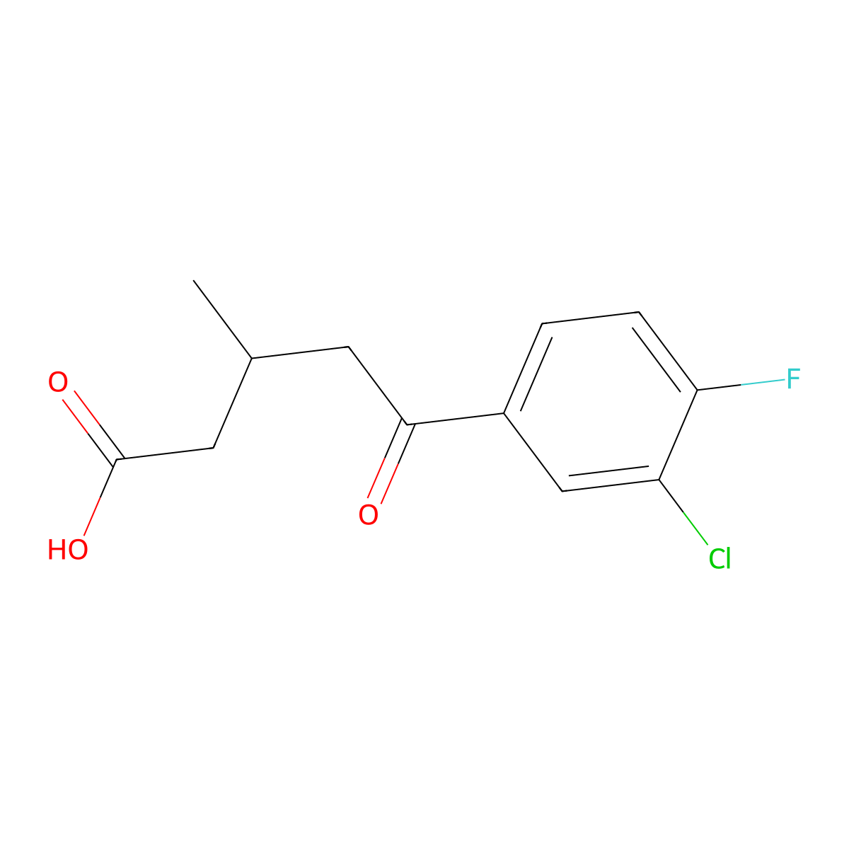 5-(3-Chloro-4-fluorophenyl)-3-methyl-5-oxopentanoic acid molecular structure, CAS 845781-48-8