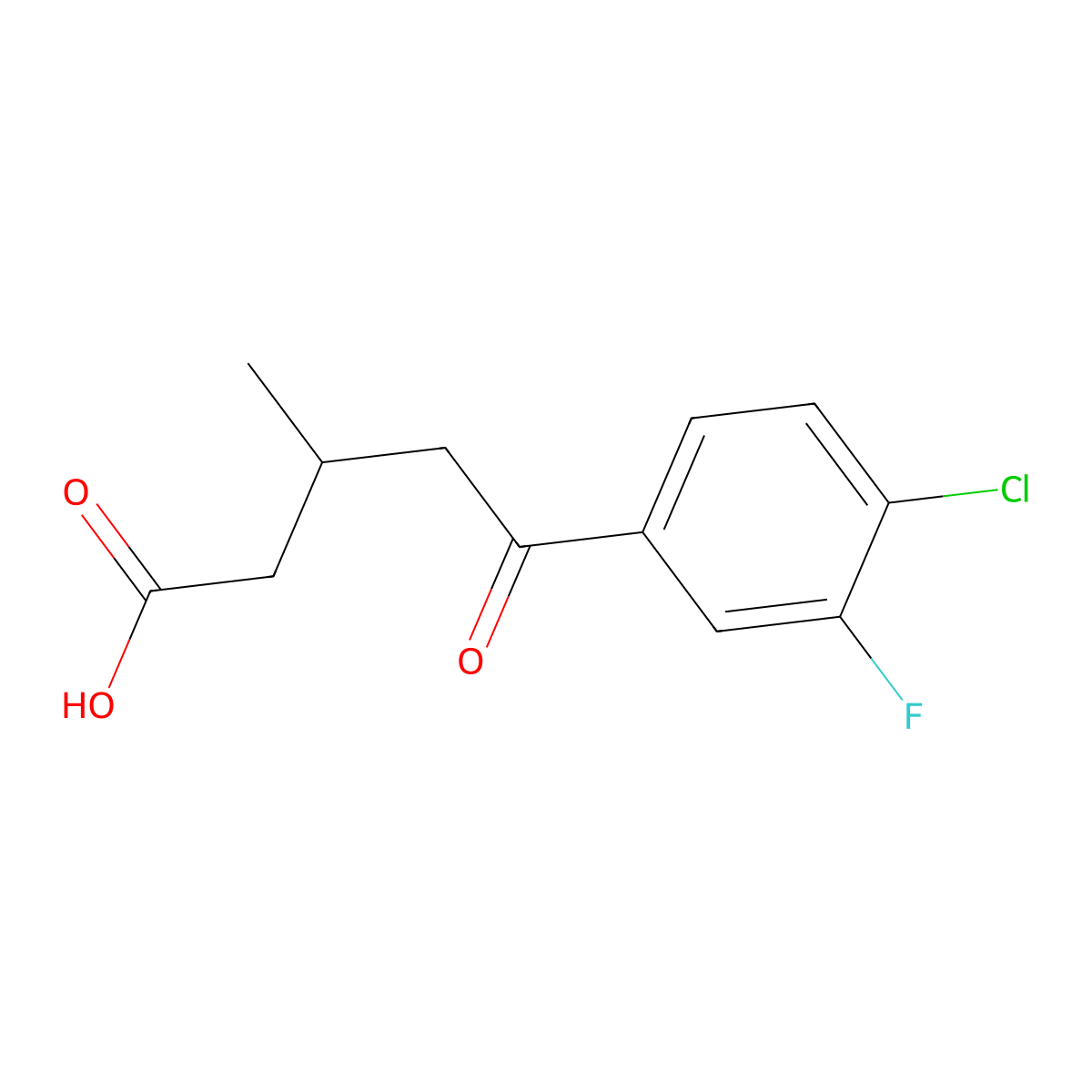 5-(4-Chloro-3-fluorophenyl)-3-methyl-5-oxopentanoic acid molecular structure, CAS 845781-50-2