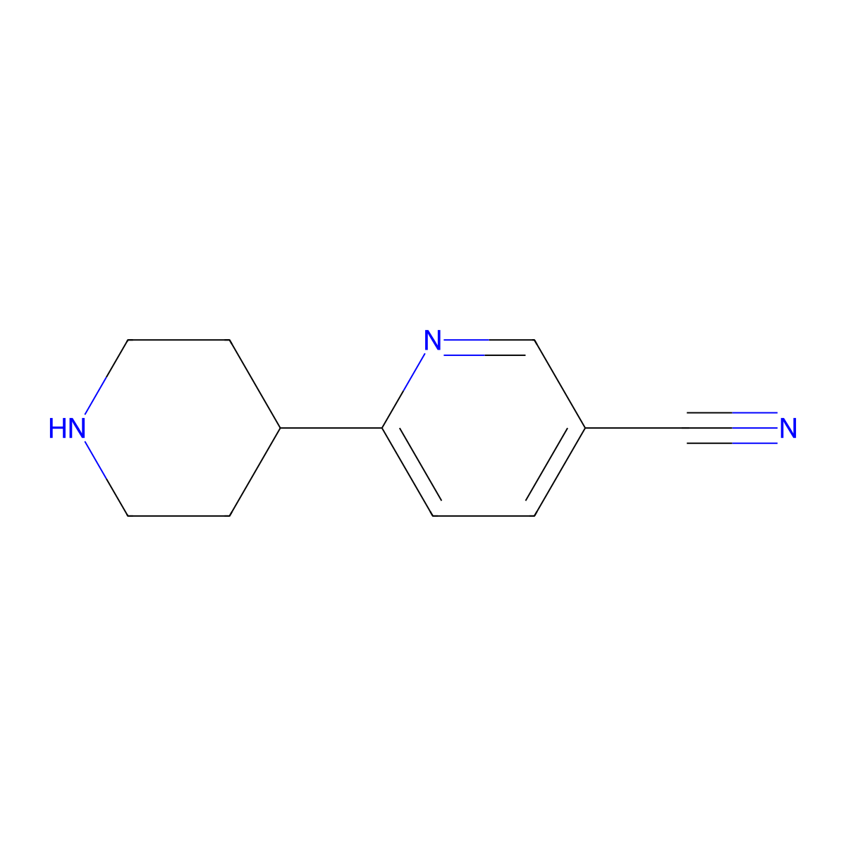 6-(Piperidin-4-yl)nicotinonitrile molecular structure, CAS 845788-61-6