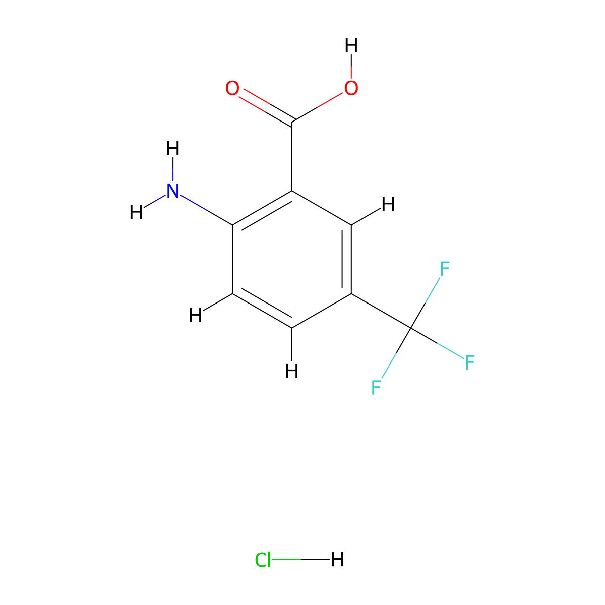 2-Amino-5-(trifluoromethyl)benzoic acid hydrochloride molecular structure, CAS 845797-42-4