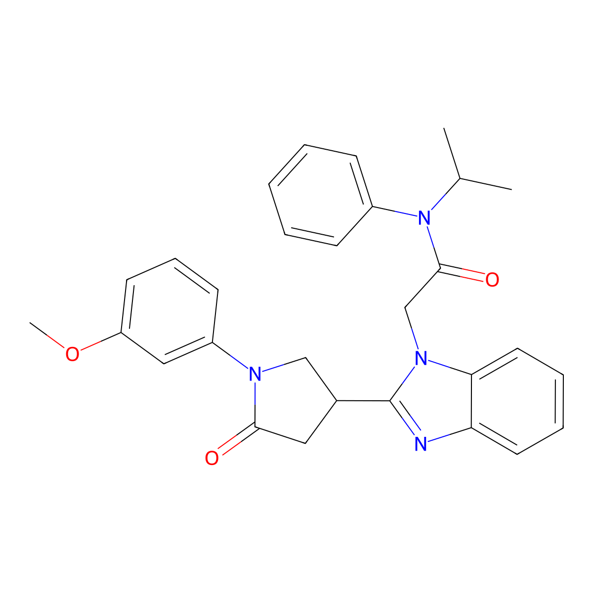 2-[2-[1-(3-methoxyphenyl)-5-oxopyrrolidin-3-yl]benzimidazol-1-yl]-N-phenyl-N-propan-2-ylacetamide molecular structure, CAS 845799-36-2