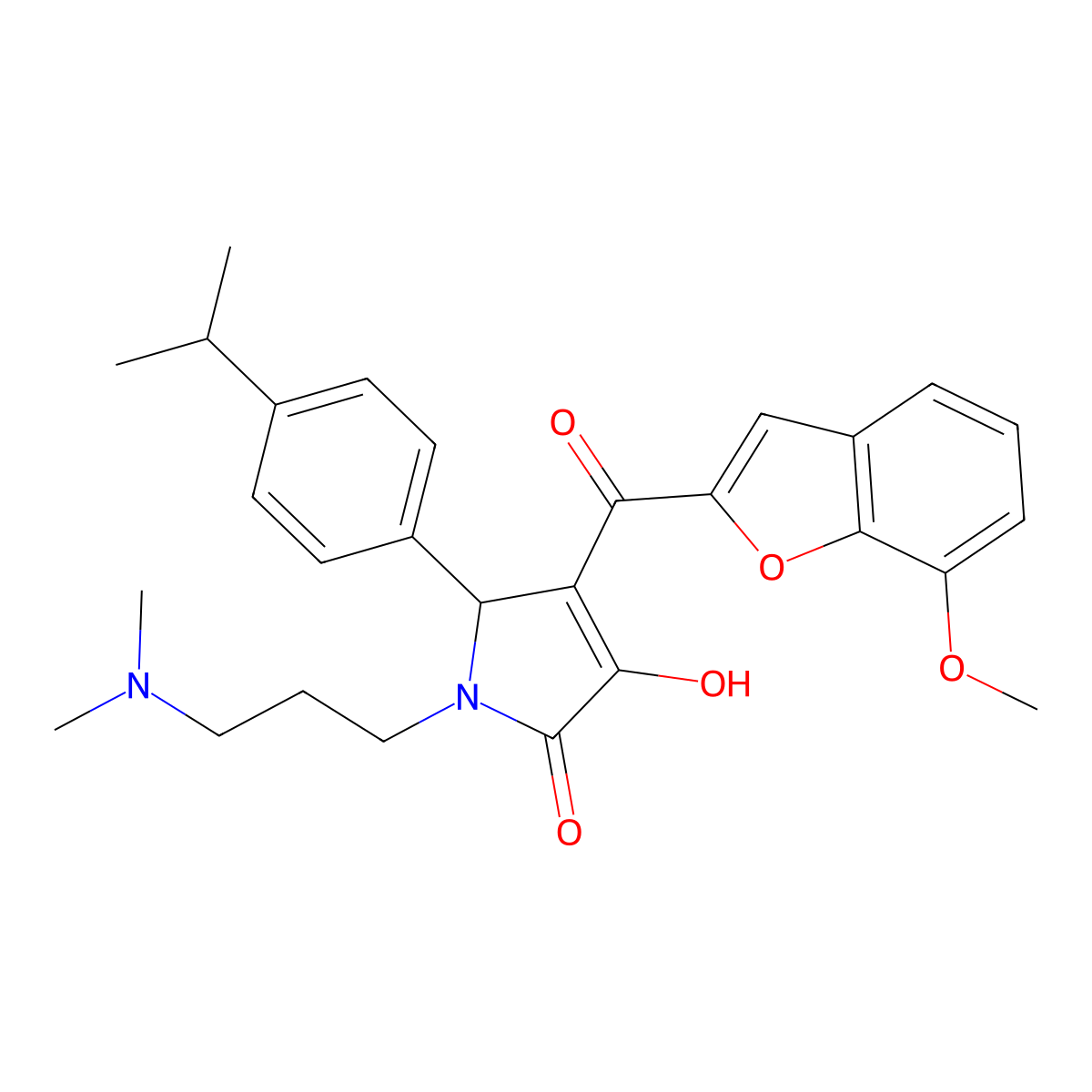 1-[3-(Dimethylamino)propyl]-3-hydroxy-4-[(7-methoxybenzo[d]furan-2-yl)carbonyl]-5-[4-(methylethyl)phenyl]-3-pyrrolin-2-one molecular structure, CAS 845799-48-6