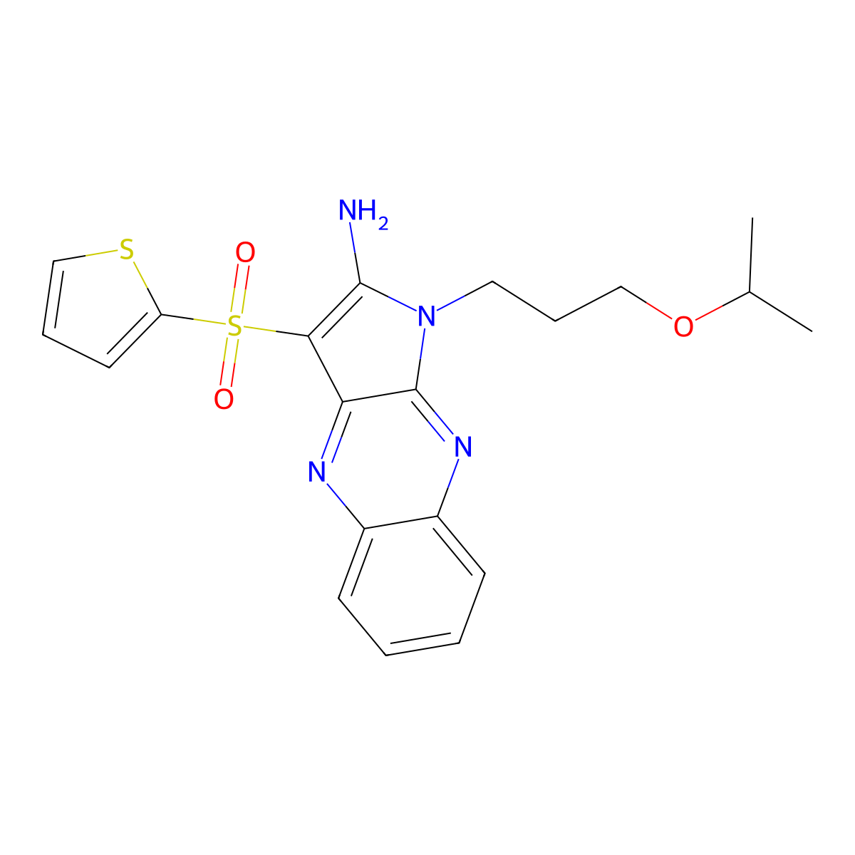 1-(3-isopropoxypropyl)-3-(thiophen-2-ylsulfonyl)-1H-pyrrolo[2,3-b]quinoxalin-2-amine molecular structure, CAS 845799-66-8