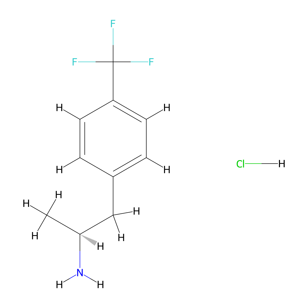 (2S)-1-[4-(trifluoromethyl)phenyl]propan-2-amine hydrochloride molecular structure, CAS 84580-05-2