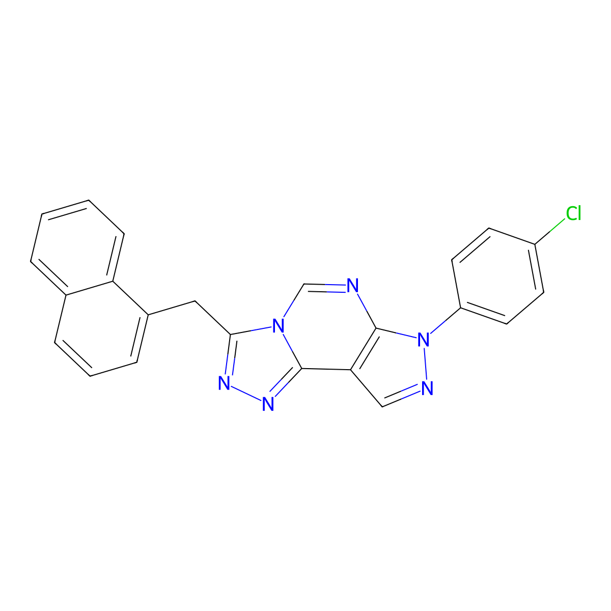 7-(4-chlorophenyl)-3-(naphthalen-1-ylmethyl)-7H-pyrazolo[4,3-e][1,2,4]triazolo[4,3-c]pyrimidine molecular structure, CAS 845800-29-5