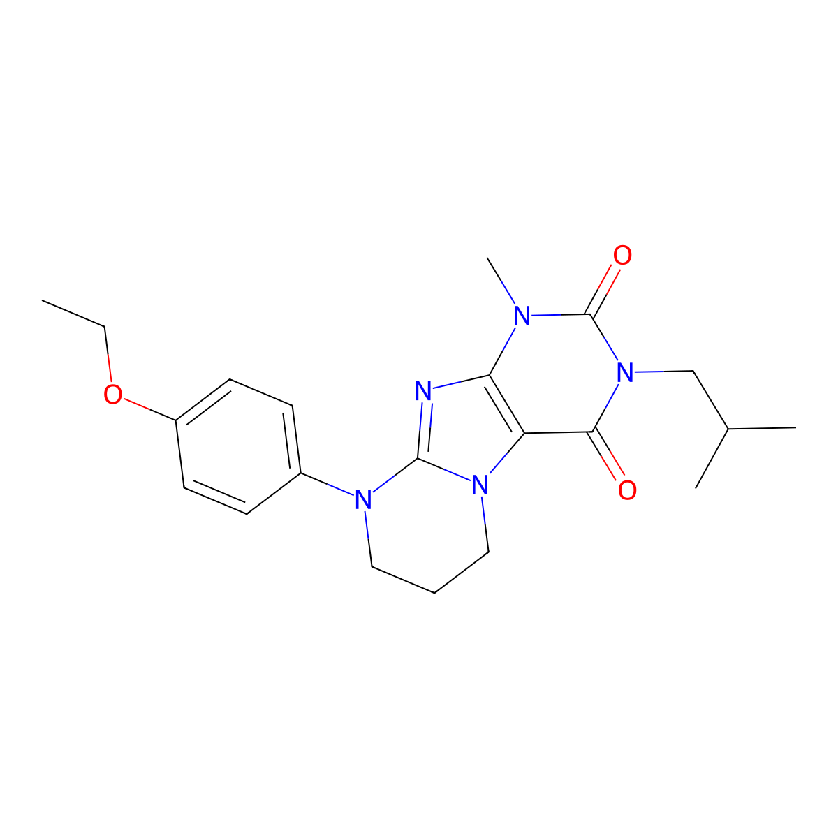 9-(4-ethoxyphenyl)-1-methyl-3-(2-methylpropyl)-7,8-dihydro-6H-purino[7,8-a]pyrimidine-2,4-dione molecular structure, CAS 845800-47-7