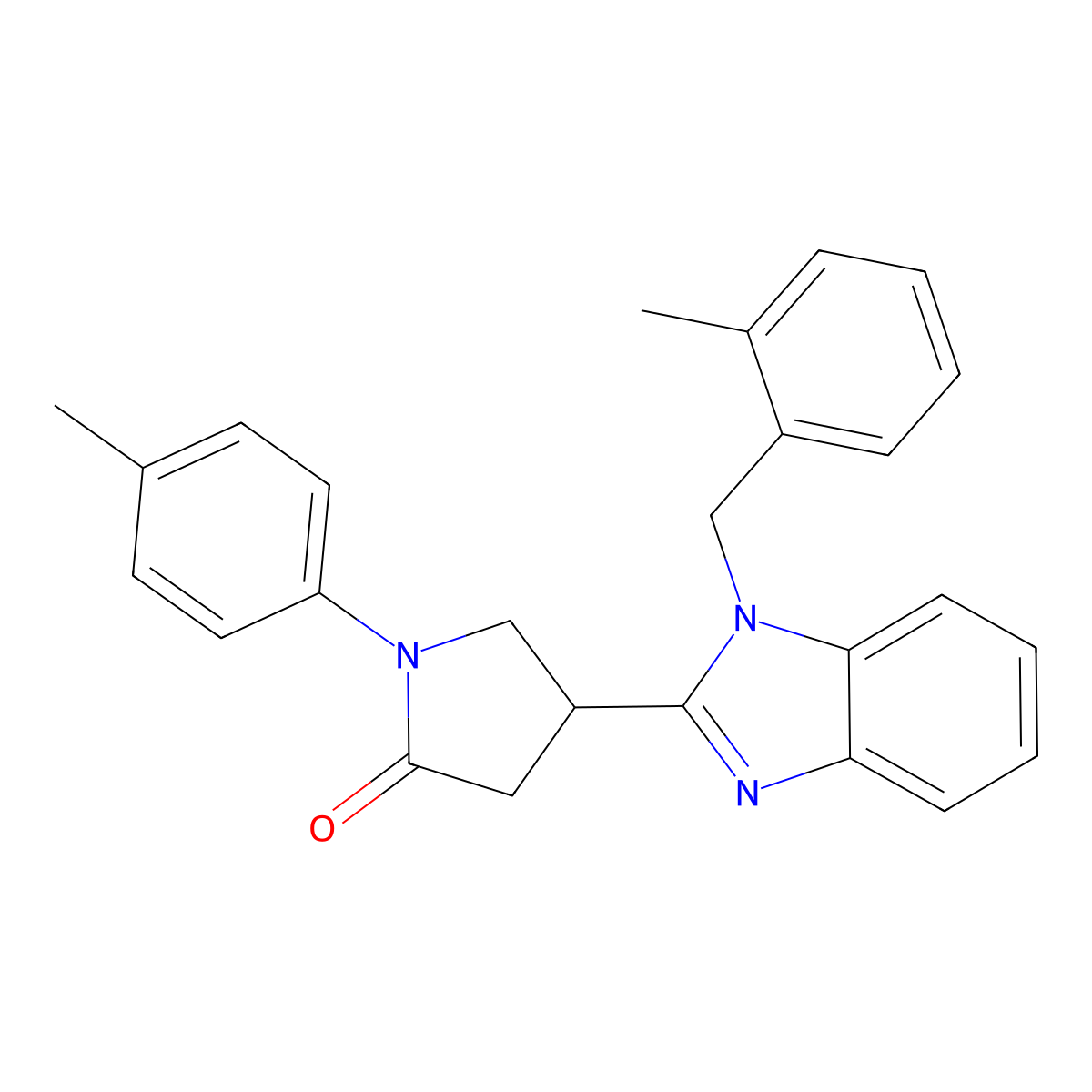 4-(1-(2-methylbenzyl)-1H-benzo[d]imidazol-2-yl)-1-(p-tolyl)pyrrolidin-2-one molecular structure, CAS 845800-51-3