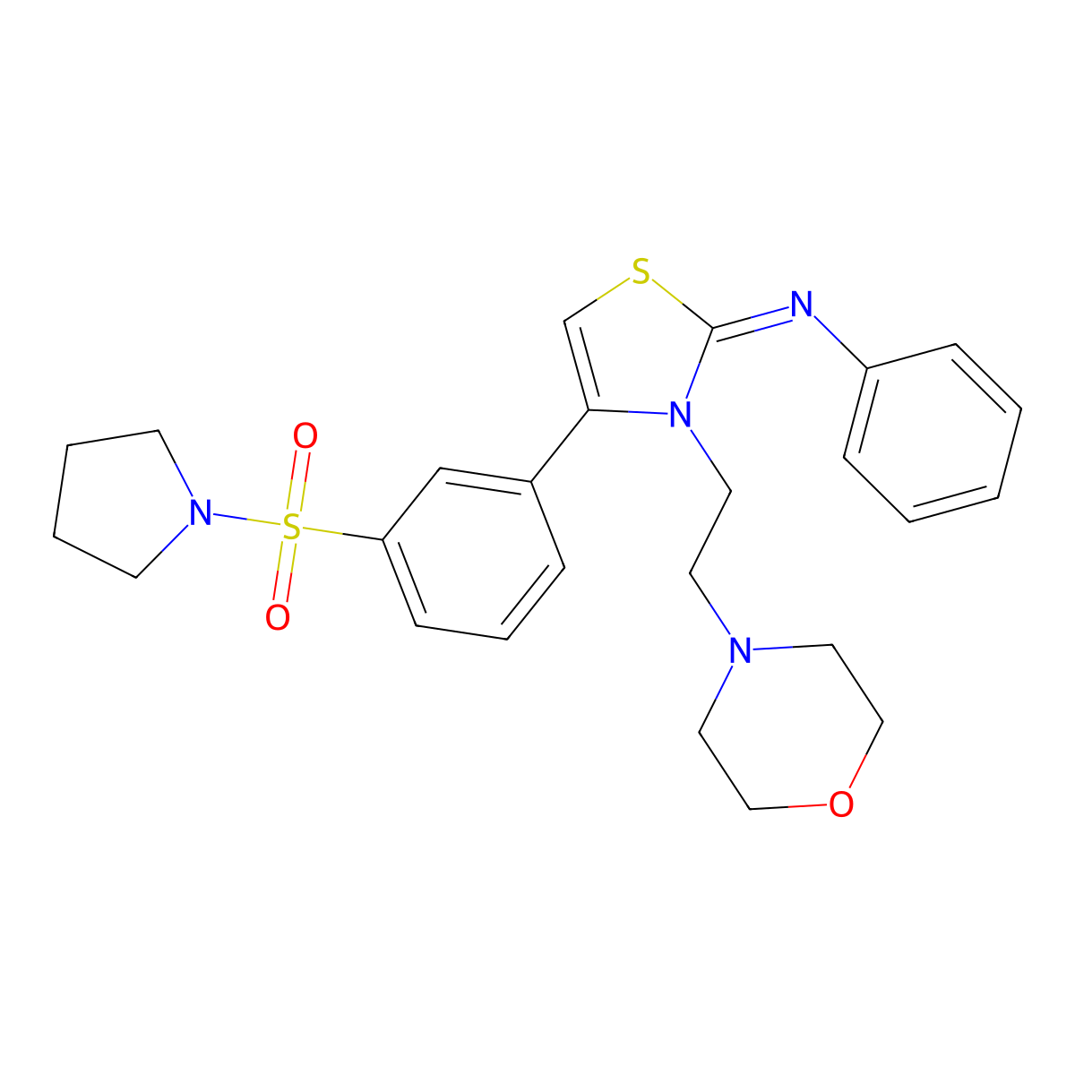 N-[(2Z)-3-[2-(morpholin-4-yl)ethyl]-4-[3-(pyrrolidin-1-ylsulfonyl)phenyl]-1,3-thiazol-2(3H)-ylidene]aniline molecular structure, CAS 845801-11-8