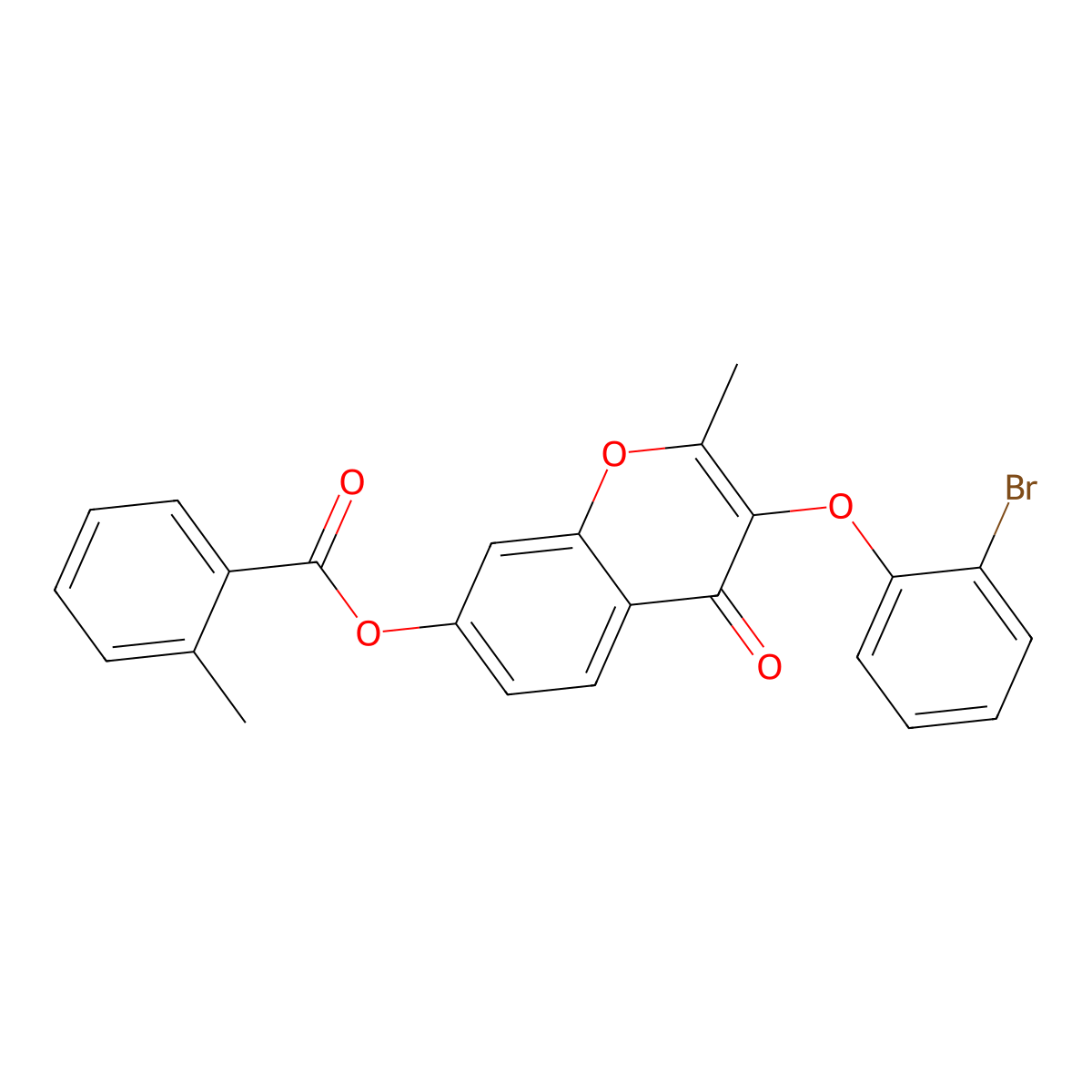 3-(2-bromophenoxy)-2-methyl-4-oxo-4H-chromen-7-yl 2-methylbenzoate molecular structure, CAS 845801-17-4