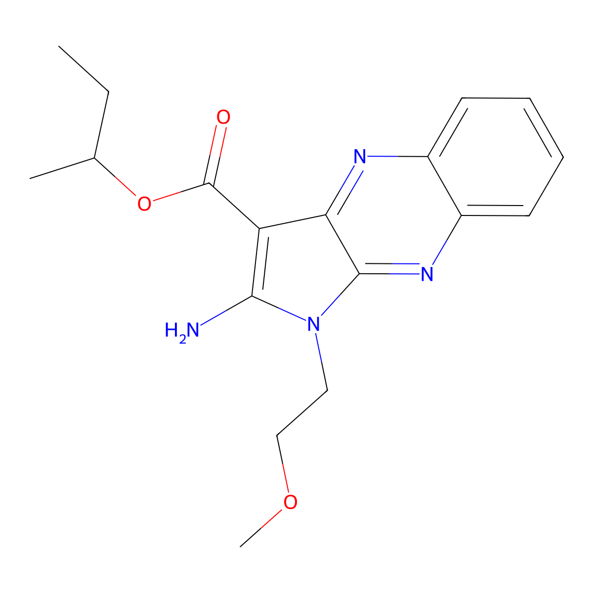 sec-butyl 2-amino-1-(2-methoxyethyl)-1H-pyrrolo[2,3-b]quinoxaline-3-carboxylate molecular structure, CAS 845801-54-9