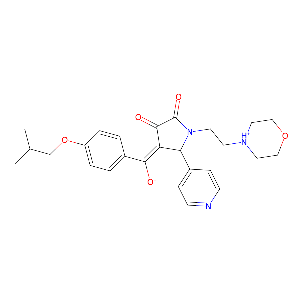 3-hydroxy-4-[4-(2-methylpropoxy)benzoyl]-1-[2-(morpholin-4-yl)ethyl]-5-(pyridin-4-yl)-2,5-dihydro-1H-pyrrol-2-one molecular structure, CAS 845802-41-7
