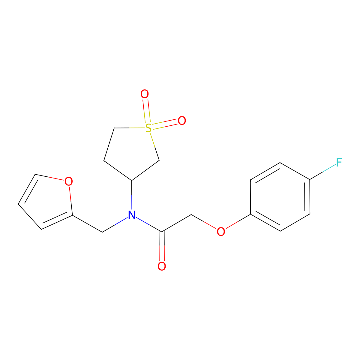 N-(1,1-dioxidotetrahydrothiophen-3-yl)-2-(4-fluorophenoxy)-N-(furan-2-ylmethyl)acetamide molecular structure, CAS 845802-49-5