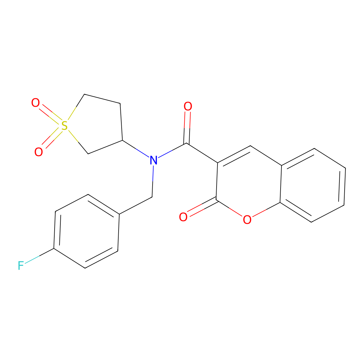 N-(1,1-dioxidotetrahydrothiophen-3-yl)-N-(4-fluorobenzyl)-2-oxo-2H-chromene-3-carboxamide molecular structure, CAS 845802-87-1