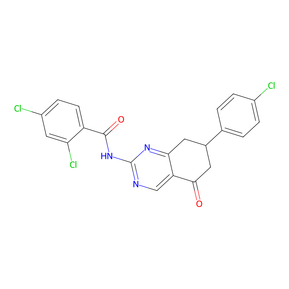 2,4-dichloro-N-[7-(4-chlorophenyl)-5-oxo-5,6,7,8-tetrahydroquinazolin-2-yl]benzamide molecular structure, CAS 845802-88-2